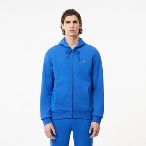 Men's Lacoste Fleece Zip-Up Hoodie Ladigue blue | KIU918376