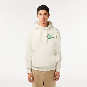 Men's Lacoste Golf Relaxed Fit Hoodie White | KVQ374209