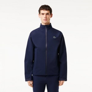 Men's Lacoste Golf Zip-Up Waterproof Windbreaker Jackets Navy Blue | KXA680135