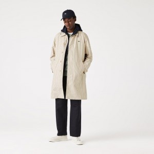 Men's Lacoste Heritage 3-in-1 Check Trench Jackets Beige White | YAC219847