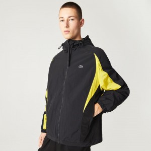 Men's Lacoste Heritage Colorblock Jackets Black Yellow | VHU124630