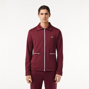 Men's Lacoste Heritage Inspired Paris Interlock Sweatshirt Bordeaux | THB362419