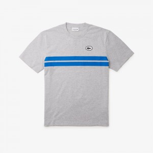 Men's Lacoste Heritage Print Cotton T-Shirt Grey Chine | QFV107369