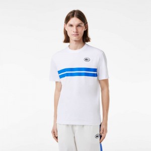 Men's Lacoste Heritage Print Cotton T-Shirt White | FHC906287