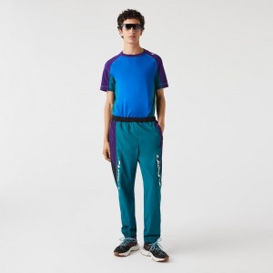 Men's Lacoste Heritage Regular Fit Color-Block Joggers Green Purple Black | UMC932578