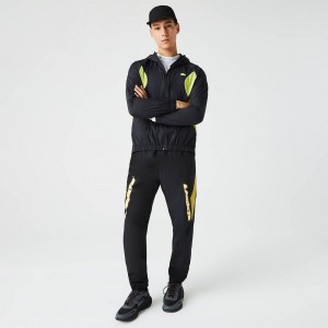 Men's Lacoste Heritage Regular Fit Color-Block Joggers Black Yellow | UTX763890