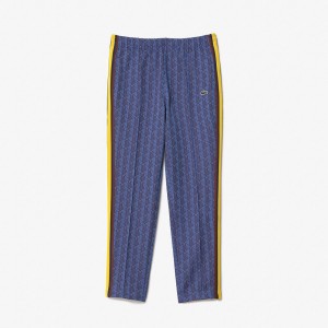 Men's Lacoste Jacquard Monogram Paris Sweatpants Blue Bordeaux | SKQ710259