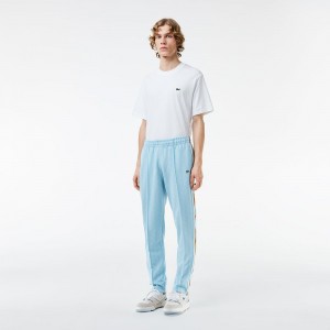 Men's Lacoste Jacquard Monogram Paris Sweatpants Light Blue White | VKM736524