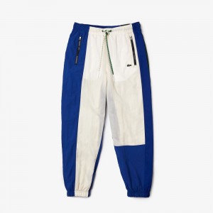 Men's Lacoste LIVE Colorblock Light Joggers White Blue Green | QLP810576