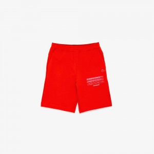 Men's Lacoste Lacoste Branded Leg Shorts Red | EIJ703946