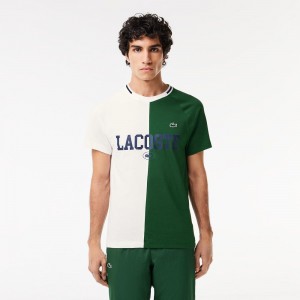 Men's Lacoste Lacoste Sport x Daniil Medvedev Ultra-Dry Tennis T-Shirt White Green | EFN867495