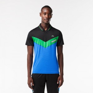 Men's Lacoste Lacoste Tennis x Daniil Medvedev Slim Fit Seamless Polo Shirts Black Bordeaux Green Blue | DTX321087