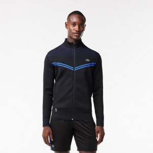 Men's Lacoste Lacoste Tennis x Daniil Medvedev Post-Match Jackets Black Blue | JIB912506