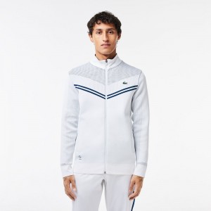 Men's Lacoste Lacoste Tennis x Daniil Medvedev Post-Match Jackets White Navy Blue | TPG052147