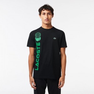 Men's Lacoste Lacoste Tennis x Daniil Medvedev Regular Fit T-Shirt Black | ZHO046859