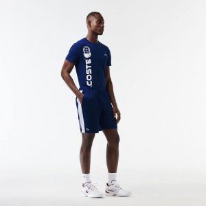 Men's Lacoste Lacoste Tennis x Daniil Medvedev Regular Fit Shorts Navy Blue White | NAU085931