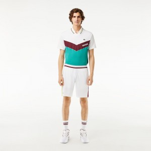 Men's Lacoste Lacoste Tennis x Daniil Medvedev Regular Fit Shorts White Flashy Yellow Bordeaux | GPN409573