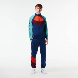 Men's Lacoste Lacoste Tennis x Daniil Medvedev Tracksuits Navy Blue Orange Bordeaux Blue Navy Blue | NIH970182