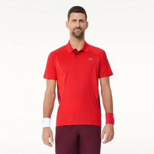 Men's Lacoste Lacoste Tennis x Novak Djokovic Ultra-Dry Polo Shirts Red currant | TVB513942