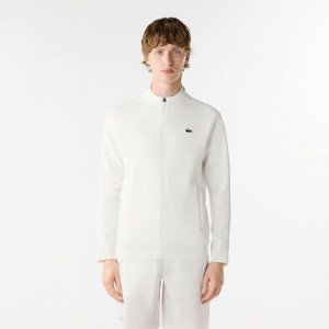 Men's Lacoste Lacoste Tennis x Novak Djokovic Zip-Up Jackets White | PKU459027