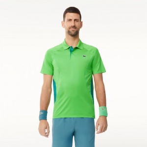 Men's Lacoste Lacoste Tennis x Novak Djokovic Ultra-Dry Polo Shirts Sorrel green | RJD046513