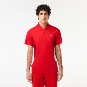 Men's Lacoste Lacoste Tennis x Novak Djokovic Fan Version Polo Shirts Red currant | WLI125863