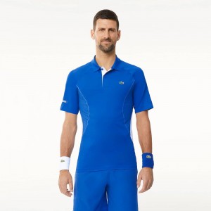 Men's Lacoste Lacoste Tennis x Novak Djokovic Ultra-Dry Polo Shirts Ladigue blue | DBC264137