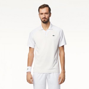 Men's Lacoste Lacoste x Daniil Medvedev Ultra-Dry Tennis Polo Shirts White | FWA269418