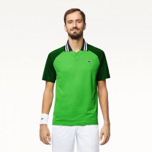 Men's Lacoste Lacoste x Daniil Medvedev Ultra-Dry Tennis Polo Shirts Green | MTX596803