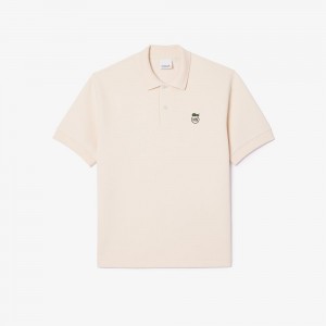 Men's Lacoste Lacoste x Highsnobiety Oversize Piqué Polo Shirts Beige | CDN354178