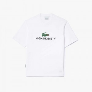 Men's Lacoste Lacoste x Highsnobiety Thick Jersey T-Shirt White | TZG138294