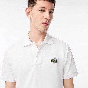 Men's Lacoste Lacoste x Netflix Organic Cotton Polo Shirts White | JWL548692