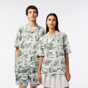 Men's Lacoste Lacoste x Netflix Short Sleeve Printed Shirt Multicolor | UNK203897