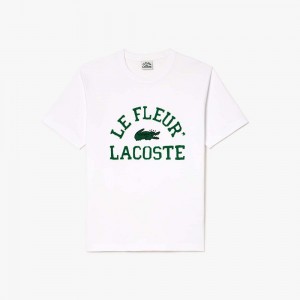 Men's Lacoste Lacoste x le FLEUR Jersey T-Shirt White | TMN109754