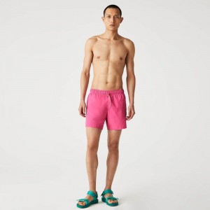 Men's Lacoste Lightweight Swim Shorts Pink Green | WNA890421