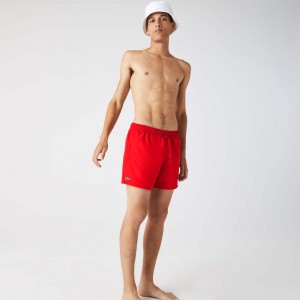 Men's Lacoste Lightweight Swim Shorts Red Navy Blue | PBW967345