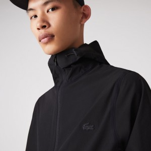 Men's Lacoste Lightweight Zip-Up Jackets Black | ECP261738