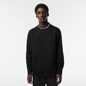 Men's Lacoste Logo Collar Sweatshirt Black | ZKS729180