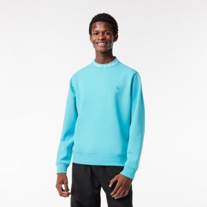 Men's Lacoste Logo Collar Sweatshirt Blue | WYE371285