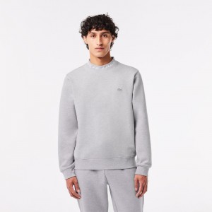 Men's Lacoste Logo Collar Sweatshirt Grey Chine | EXN385126