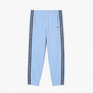 Men's Lacoste Logo Stripe Joggers Pastel blue | UXQ953486