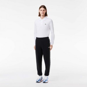 Men's Lacoste Logo Stripe Sweatpants Black | TPH345170