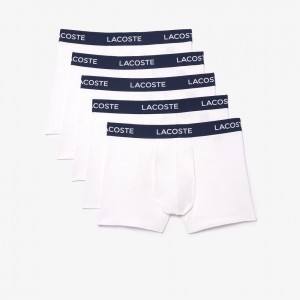 Men's Lacoste Logo Waist 5-Pack Boxer Briefs White | QYC248367