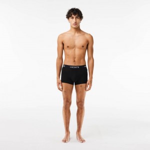 Men's Lacoste Logo Waist 7-Pack Trunks Black | QBU754203