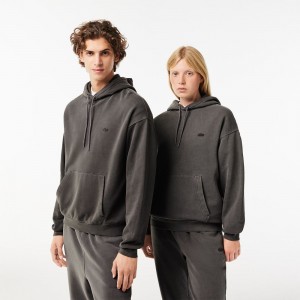 Men's Lacoste Loose Fit Cotton Fleece Hoodie Grey | EFY213904