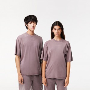 Men's Lacoste Loose Fit Cotton Jersey T-Shirt Purple | KSY046172