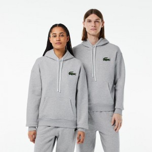 Men's Lacoste Loose Fit Hoodie Grey Chine | NYG957628