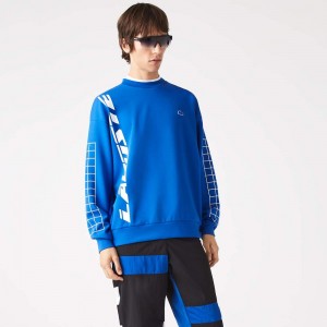 Men's Lacoste Loose Fit Piqué Sweatshirt Blue | ZFY283705