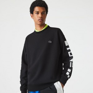 Men's Lacoste Loose Fit Reflective Print Sweatshirt Black | CRB186402