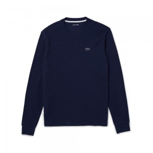 Men's Lacoste Lounge T-Shirt Navy Blue | UVQ685123